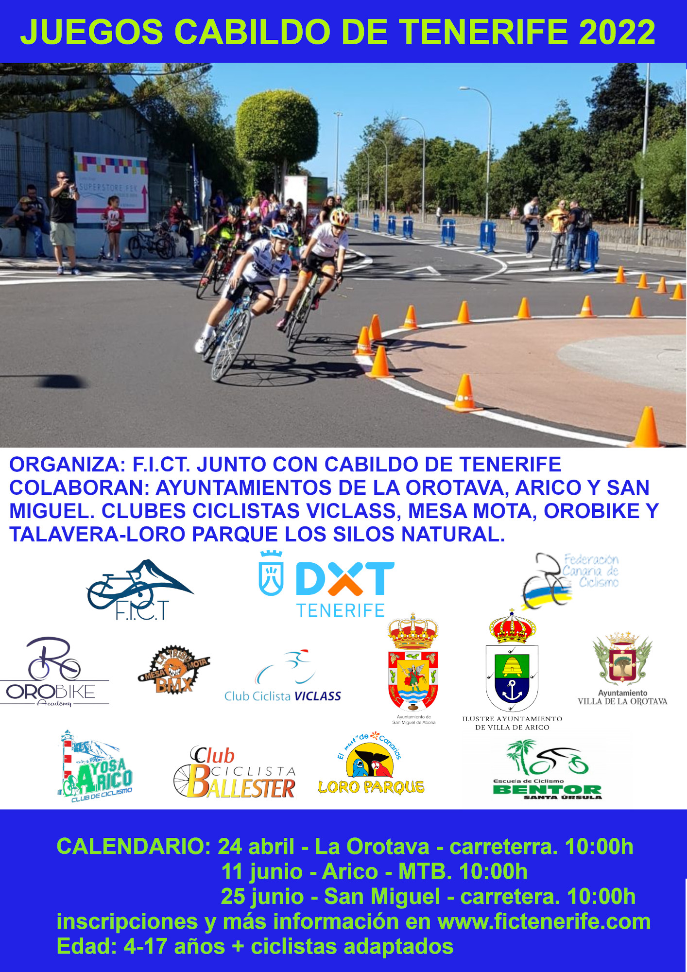 Calendario Ciclismo XXXV Juegos Cabildo