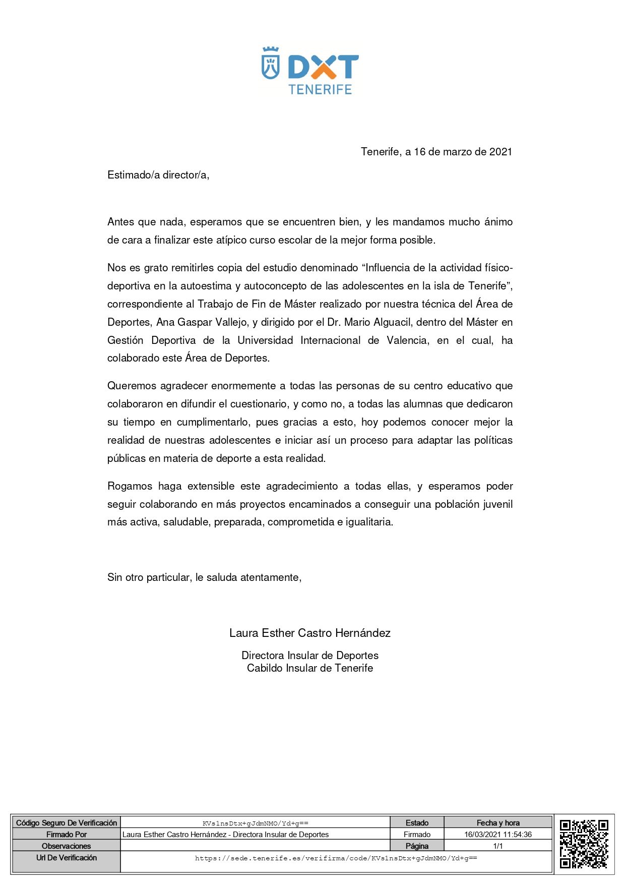 Casi 650 adolescentes de 68 IES de la isla participaron en un estudio desarrollado en Tenerife que confirma la influencia positiva que tiene la práctica de Actividad Físico-Deportiva en ellas